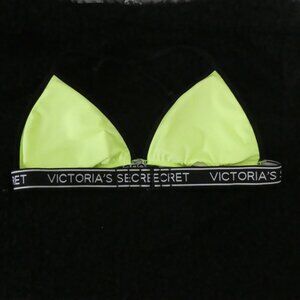 VICTORIA'S SECRET | small | Victoria Secret Logo Neon Yellow & Black Bikini Top